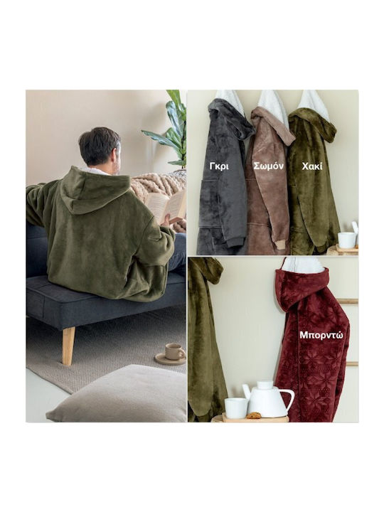 Palamaiki Huhu Κουβέρτα Fleece με Μανίκια 90x100εκ. Grey