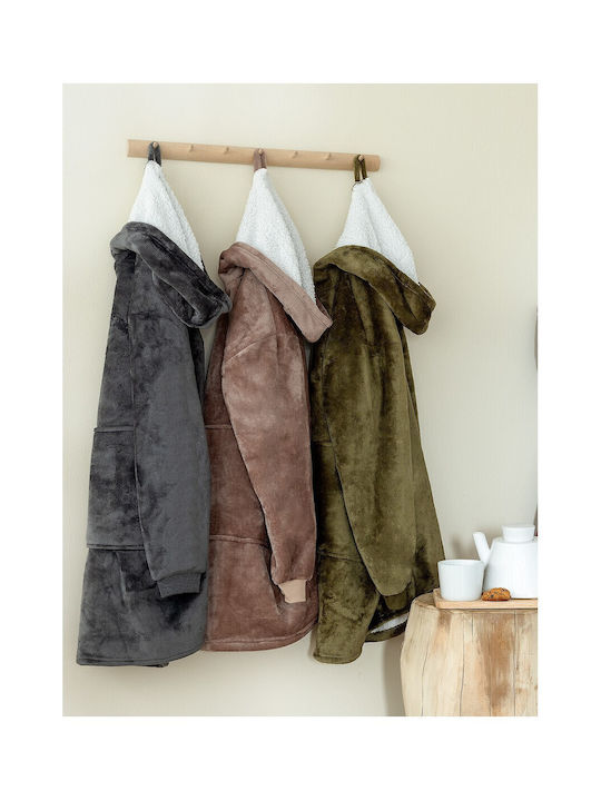 Palamaiki Huhu Κουβέρτα Fleece με Μανίκια 90x100εκ. Grey