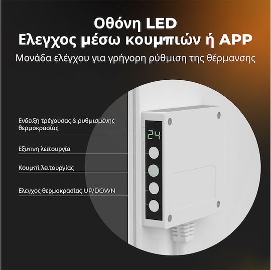 AENO Premium Eco Smart Quadro AGH0011S Convector Heater Wall 500W with Electronic Thermostat Black