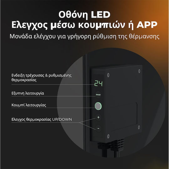 AENO Premium Eco Smart Quadro AGH0012S Convector Heater Wall 500W with Electronic Thermostat Black