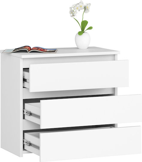 Comoda pentru Dormitor cu 3 sertare Matte White 60x35x57buc