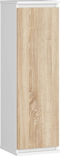 Wall Living Room Cabinet Made of Particle Board White and Sonoma Oak 30x30x99cm