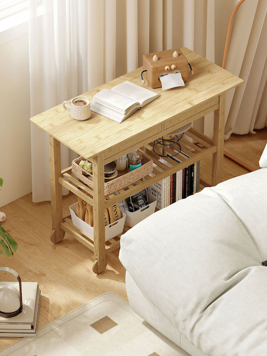 HomCom Τρόλεϊ Κουζίνας Ξύλινο 2 Θέσεων Καφέ 75x43x100cm