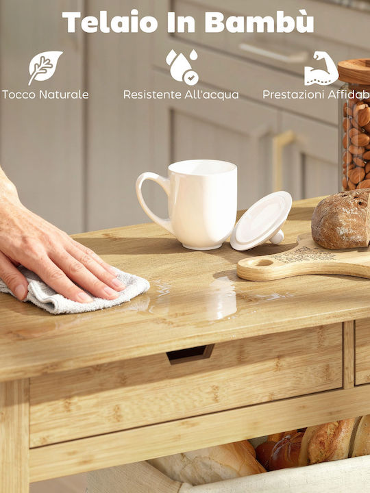 HomCom Τρόλεϊ Κουζίνας Ξύλινο 2 Θέσεων Καφέ 75x43x100cm