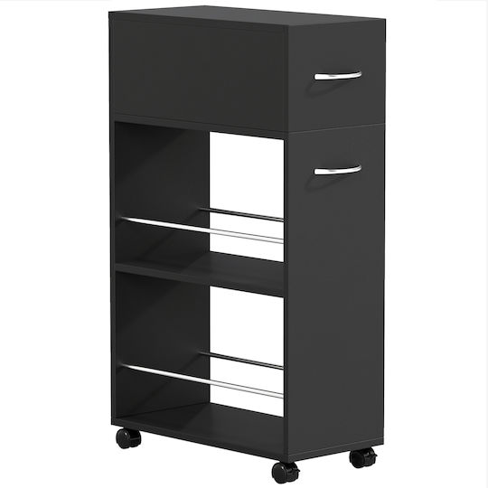 HomCom Τρόλεϊ Κουζίνας Ξύλινο Μαύρο 50x25x85cm