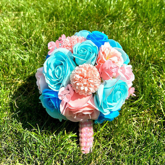 Buchet De Mireasă Trandafiri Anemone Săpun Dalie Roz-albăstrui