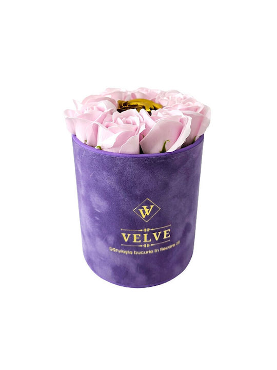 Velvet Package 9 Trandafiri Săpun În Cutie De Catifea Mov Cutie De Bijuterii Roz Auriu Suport De Bijuterii În Formă De Siluetă