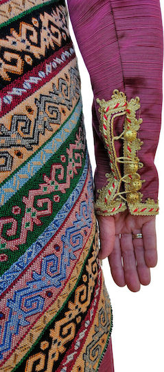 Offer Sample of Pontian Women's Costume Lux Complete Traditional Set 2 Rows Necklace