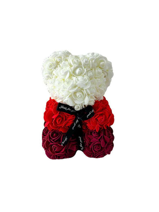 Floral Teddy Bear Rainbow Handmade Foam Roses 25 Cm In Gift Box Red