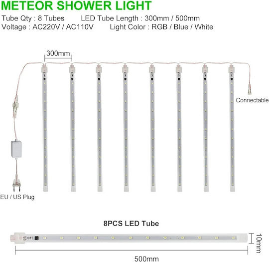 288 Lumini LED 3,5 m Alb Cald, Tip Meteorit