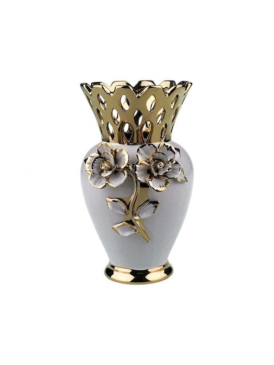 Velve Vază Decorativă Ceramică Alb 3x3x20cm 1buc