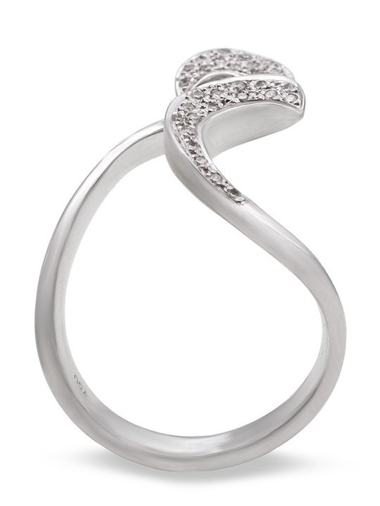 Savvas Design Ring with Diamond made of White gold 18K