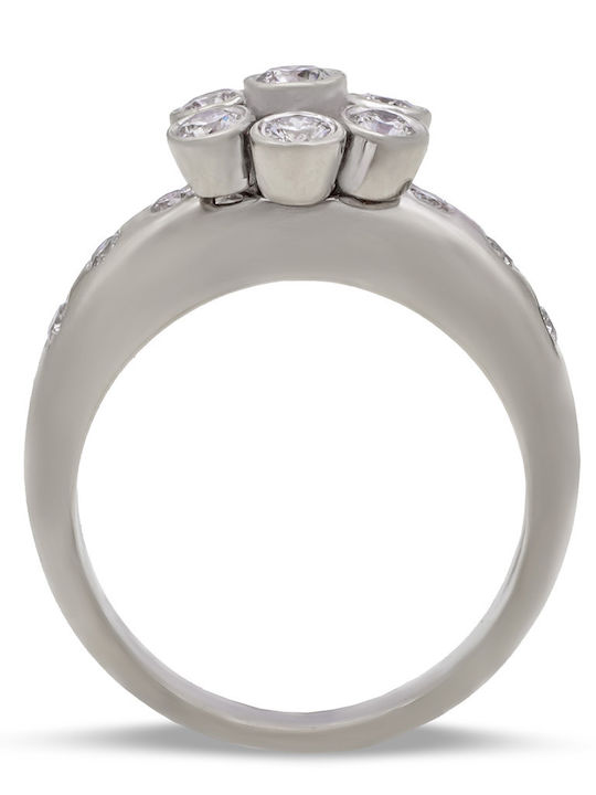 Savvas Design Ring with Diamond made of White gold 18K