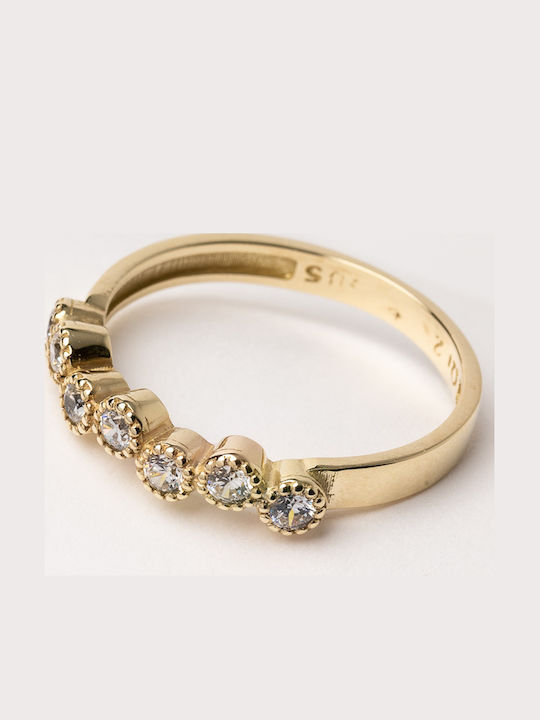 Lunaorocreations Women's Half Eternity Bands Zircon Yellow Gold Ring