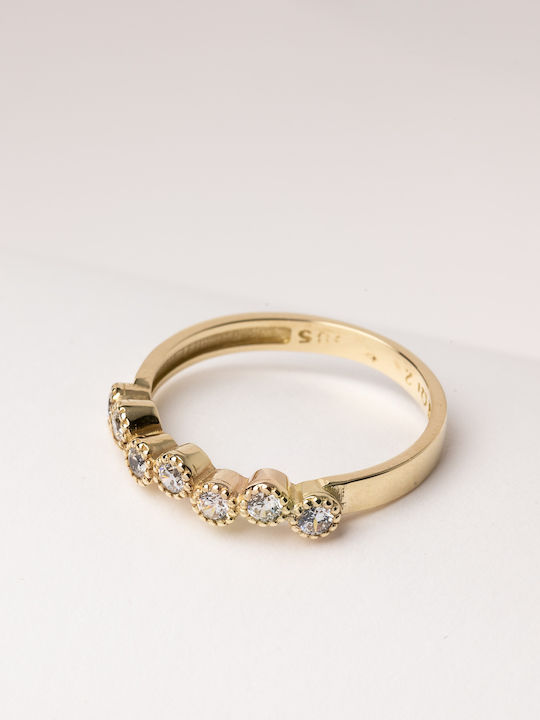 Lunaorocreations Women's Half Eternity Bands Zircon Yellow Gold Ring