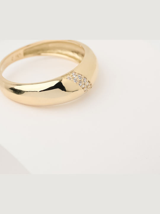 Lunaorocreations Damenring Dome Steine Zirkon Gold 14k