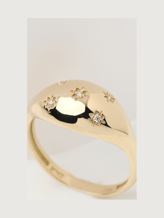 Lunaorocreations Women's Rings Stars Zircon Yellow Gold