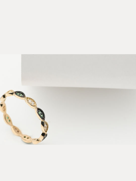 Lunaorocreations Women's Eternity Band Ring with Green White Zircon Stones