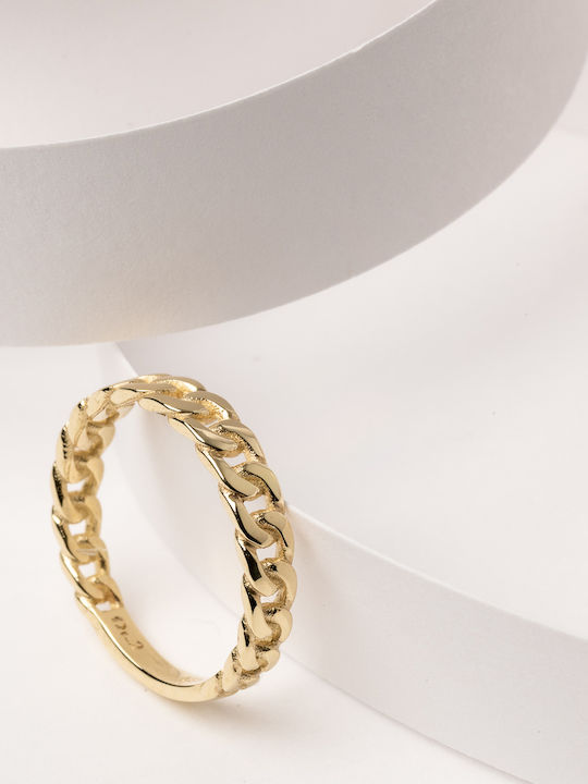 Lunaorocreations Damenring Design Kette Gelb Gold 14k