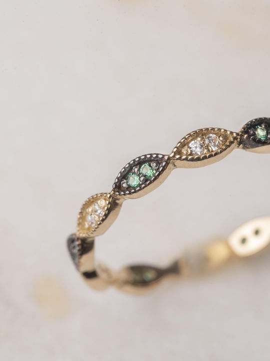 Lunaorocreations Damen Ewigkeitsring Mit Grünen Und Weißen Steinen Zirkon