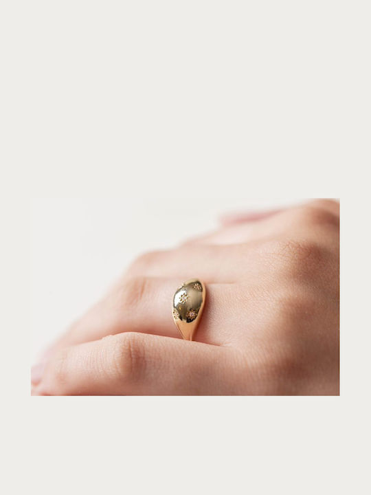 Lunaorocreations Damenring Sterne Zirkon Gelbes Gold