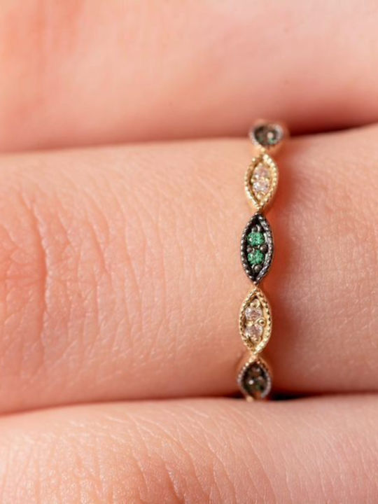 Lunaorocreations Damen Ewigkeitsring Mit Grünen Und Weißen Steinen Zirkon