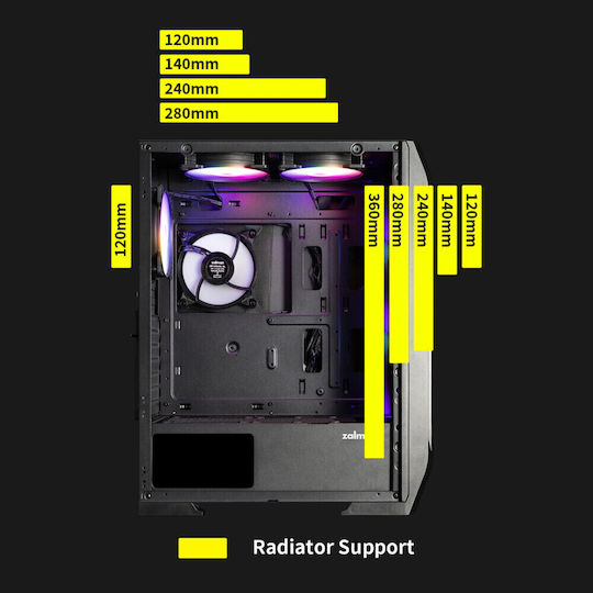 Zalman N7 PLUS V2 Gaming Midi Tower Κουτί Υπολογιστή με Πλαϊνό Παράθυρο Μαύρο