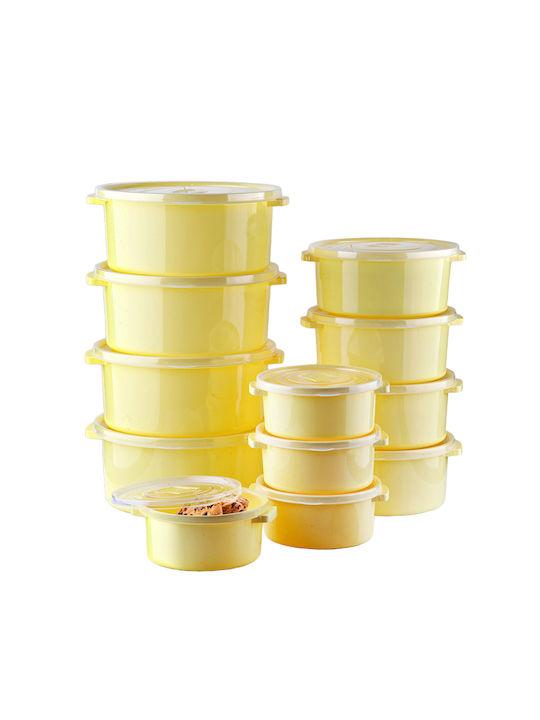 Set Plastic Lunch Boxes Yellow 12 Pieces