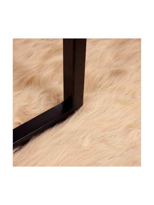 vidaXL Rug Fireplace Rectangular Leather Beige