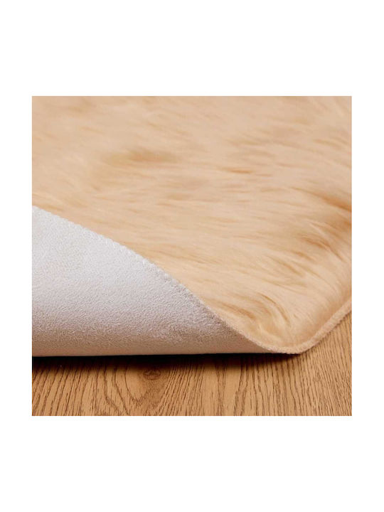 vidaXL Rug Fireplace Rectangular Leather Beige