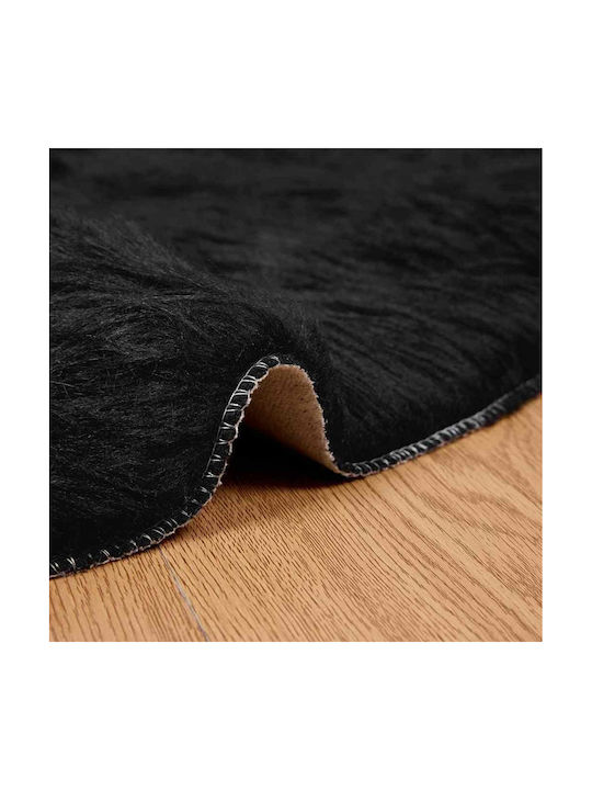 vidaXL Teppich Kamin Rechteckig Leder Black