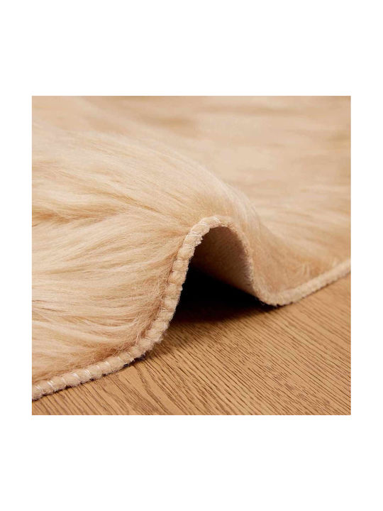 vidaXL Rug Fireplace Rectangular Leather Beige