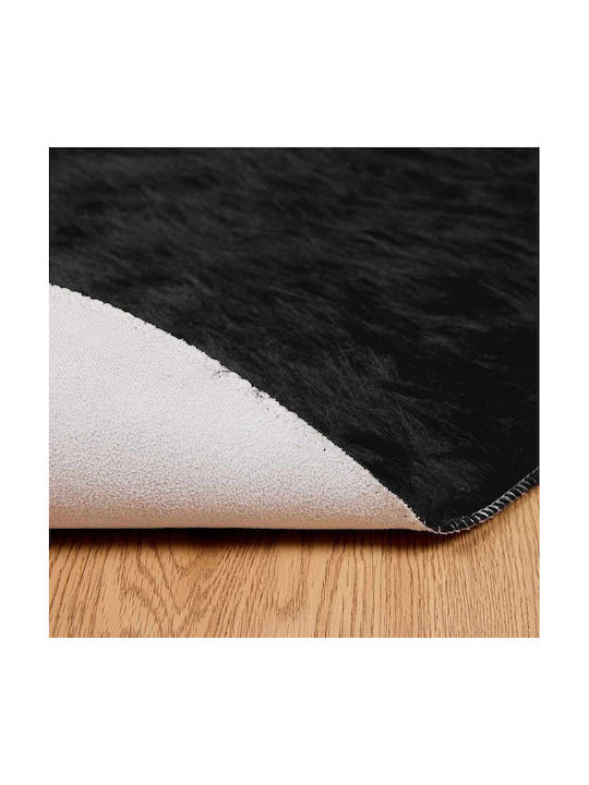 vidaXL Teppich Kamin Rechteckig Leder Black