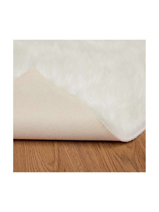 vidaXL Rug Fireplace Rectangular Leather White