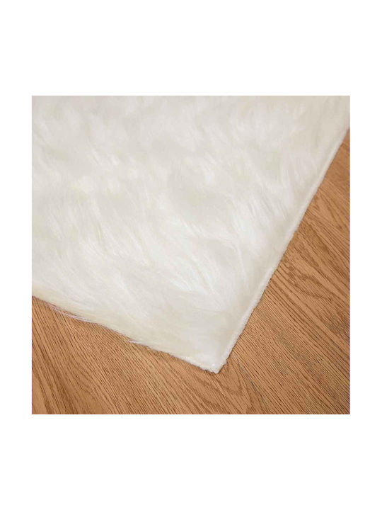 vidaXL Rug Fireplace Rectangular Leather White
