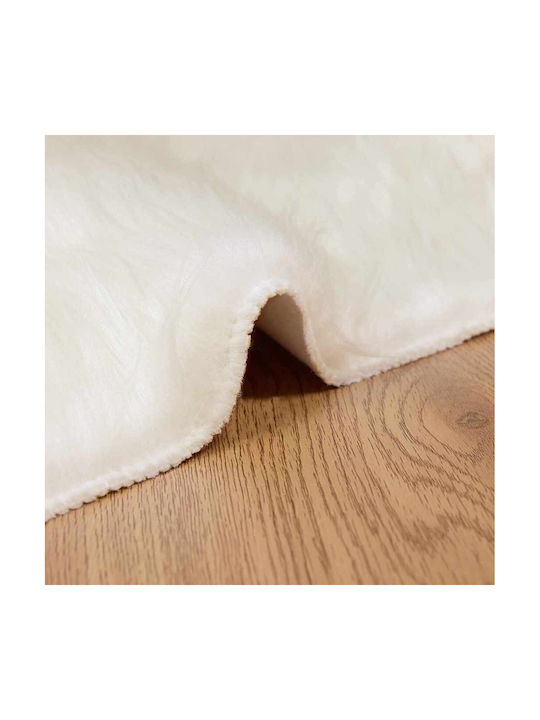 vidaXL Rug Fireplace Rectangular Leather White