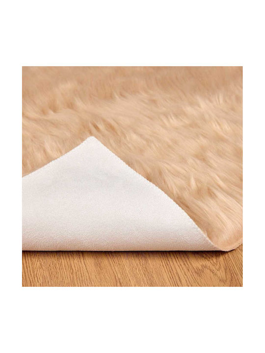 vidaXL Rug Fireplace Rectangular Leather Beige