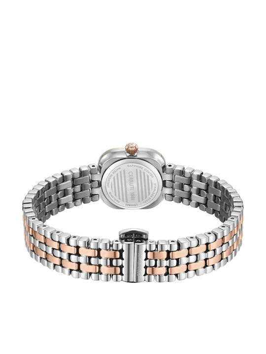 Cerruti Crystals Two Tone Ceas de Damă cu Argintiu Brățară Metalică