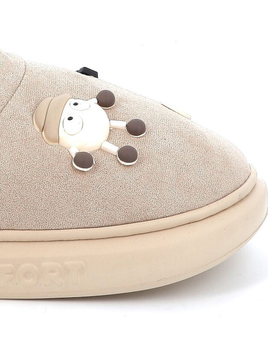 Geschlossene Damen Hausschuhe Beige