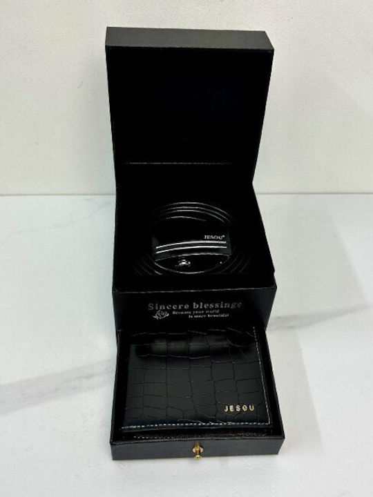 Set Leather Men's Wallet Black