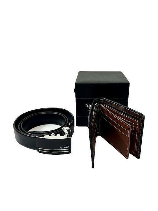 Set Leather Men's Wallet Black