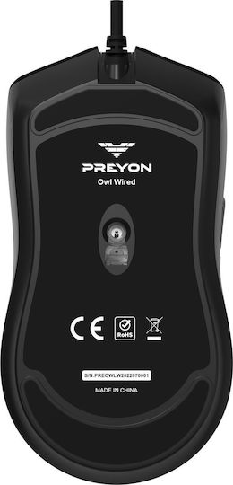 Preyon Owl Gaming Ποντίκι Μαύρο