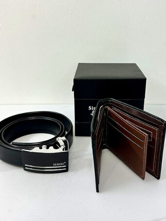 Set Leather Men's Wallet Black
