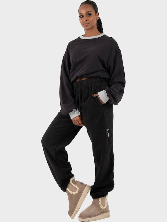 Blouse Women's Crop Top Cotton Long Sleeve Black