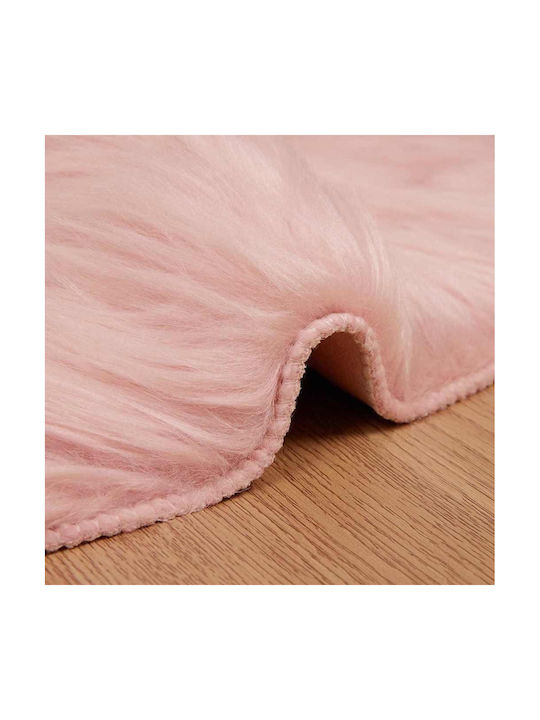 vidaXL Rug Fireplace Rectangular Leather Pink