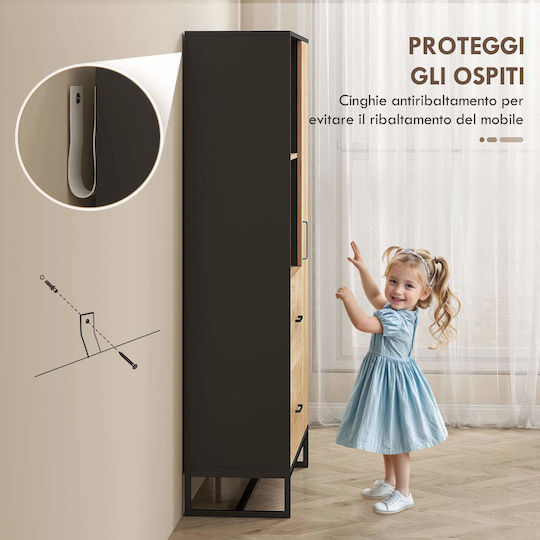 Floor Cabinet Black 88x35x160cm