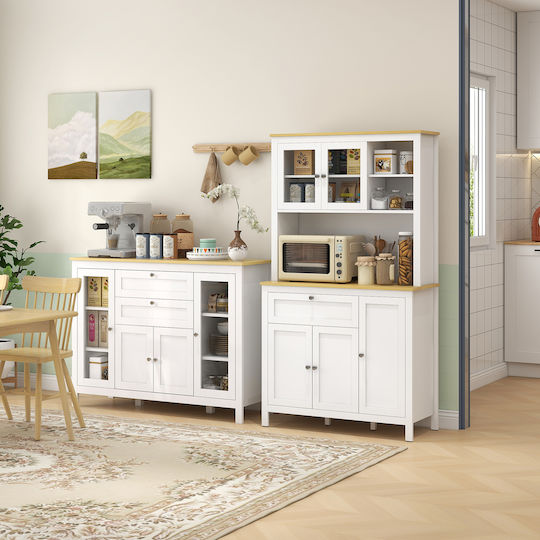Floor Cabinet Λευκό Και Δρυς 120x40x90cm