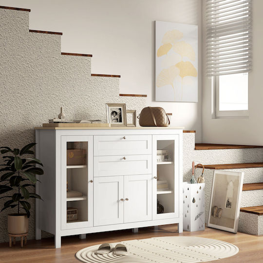 Floor Cabinet Λευκό Και Δρυς 120x40x90cm