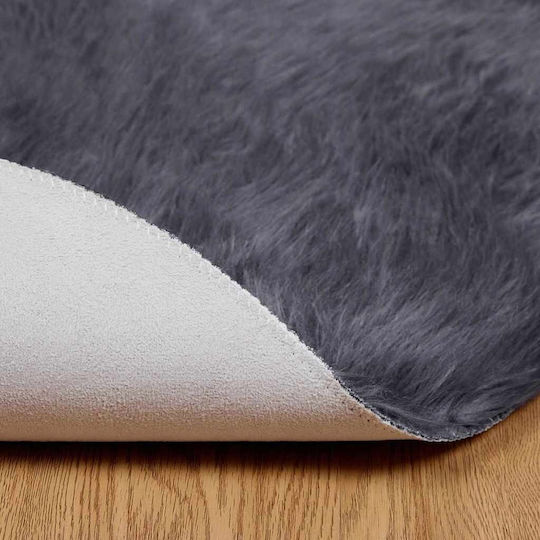 vidaXL Teppich Kamin Rechteckig Leder Charcoal