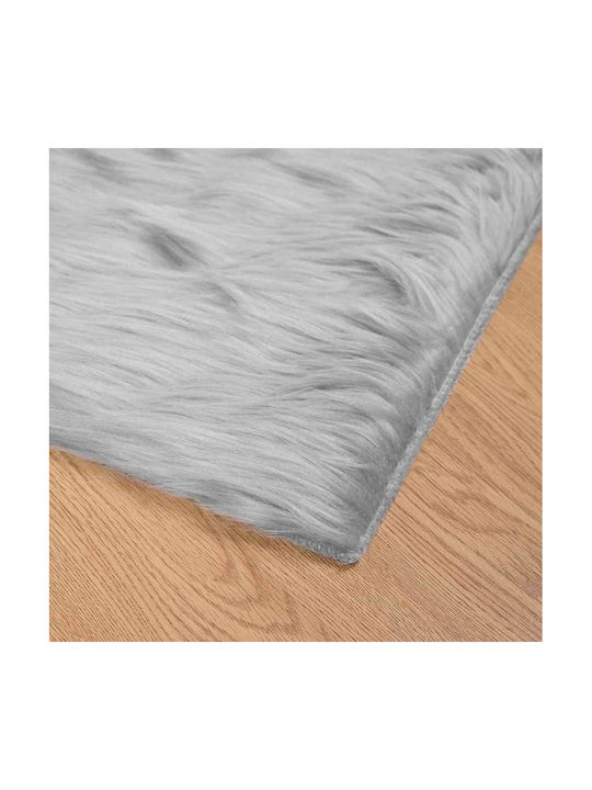 vidaXL Rug Fireplace Rectangular Leather Gray